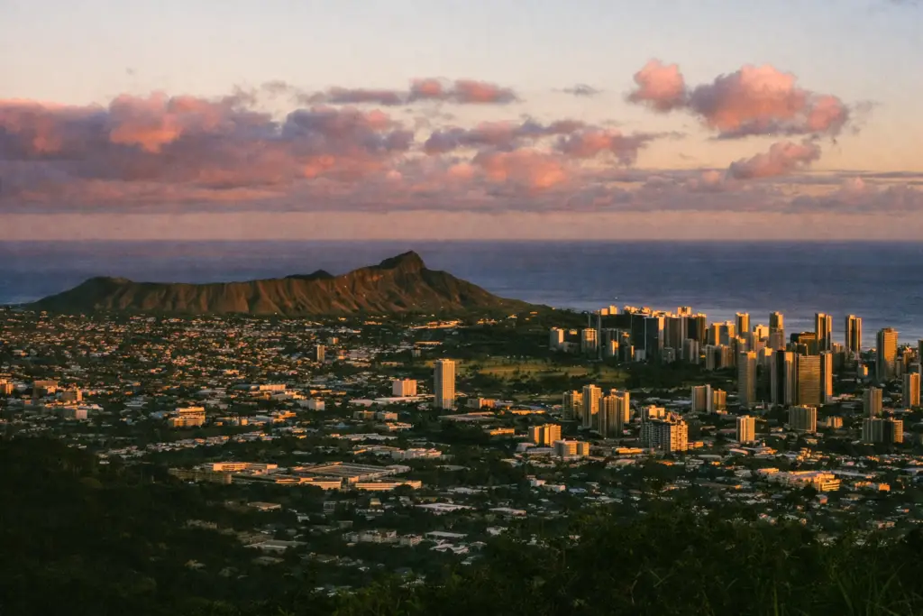 Honolulu Skyline at Sunset