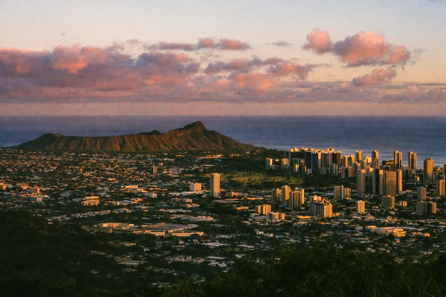 Honolulu Skyline at Sunset