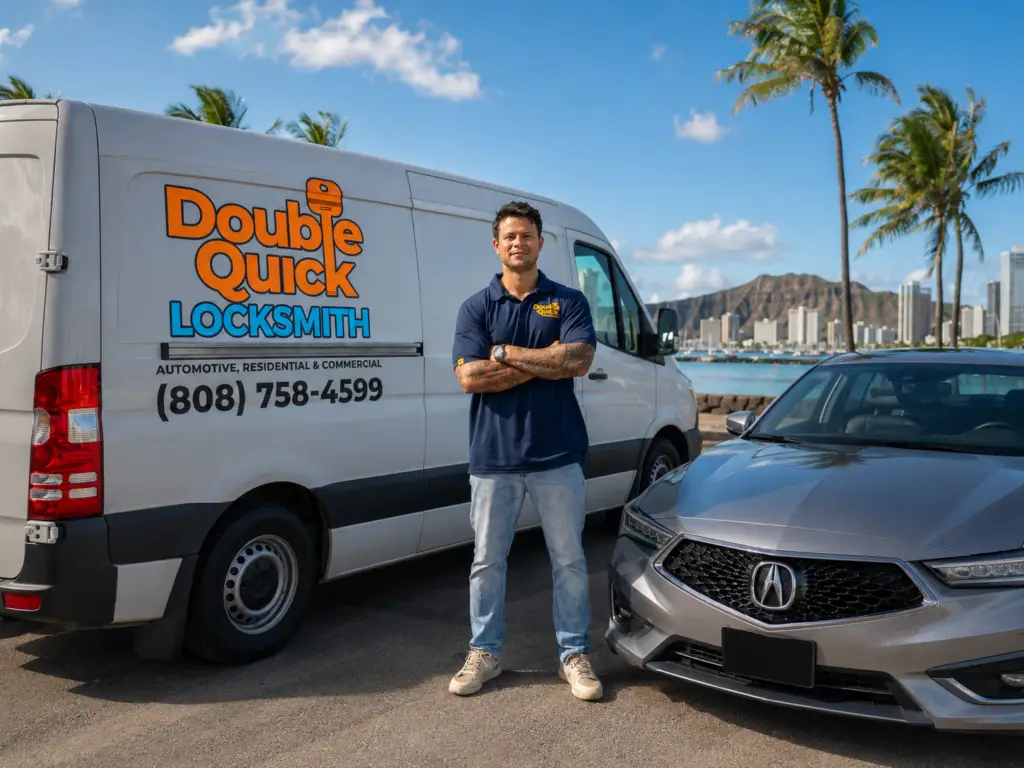 Double Quick Locksmith owner Gabriel providing Acura locksmith service in Honolulu