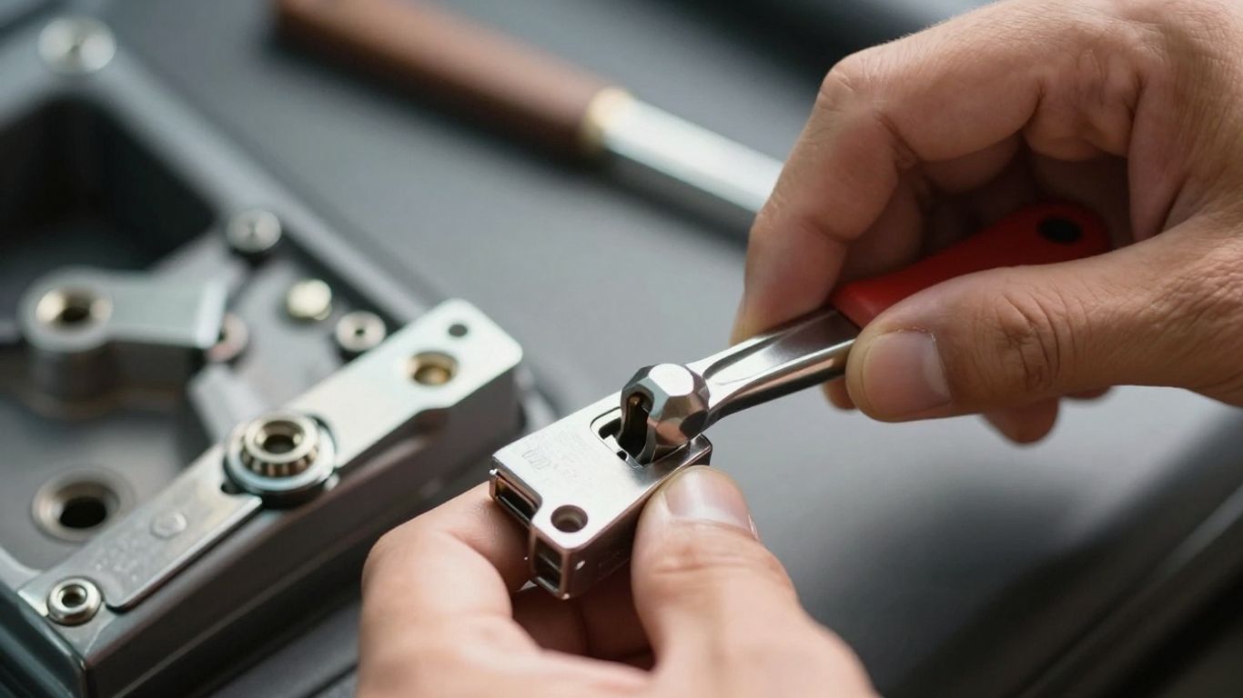 Locksmith working on car door lock in Honolulu.