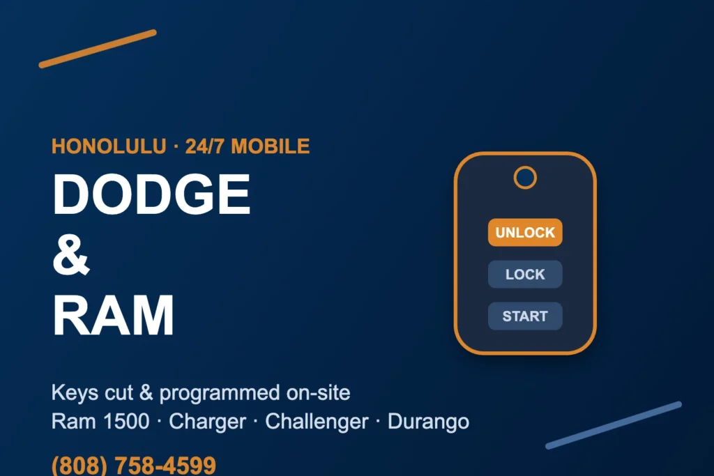 Dodge and Ram key replacement and programming in Honolulu
