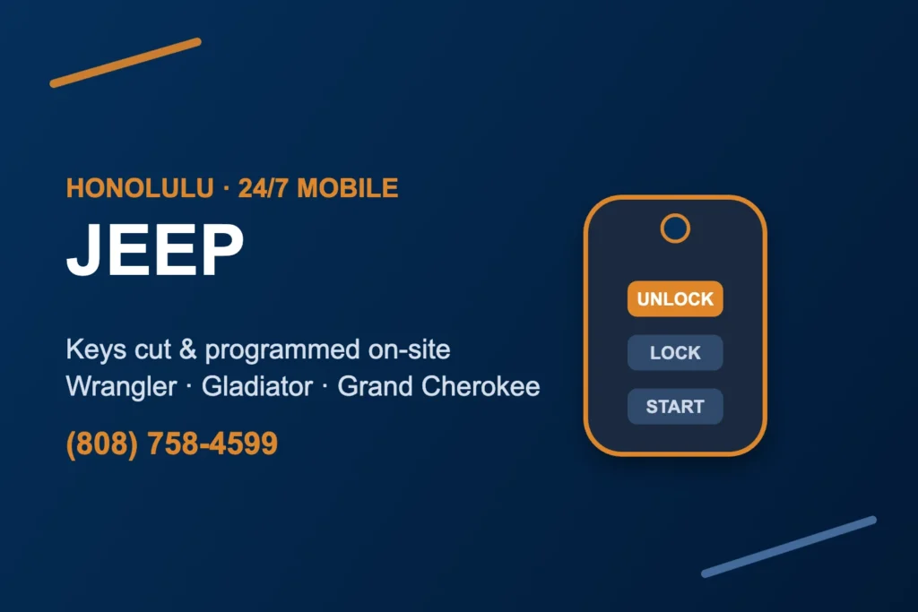 Jeep key replacement and programming in Honolulu
