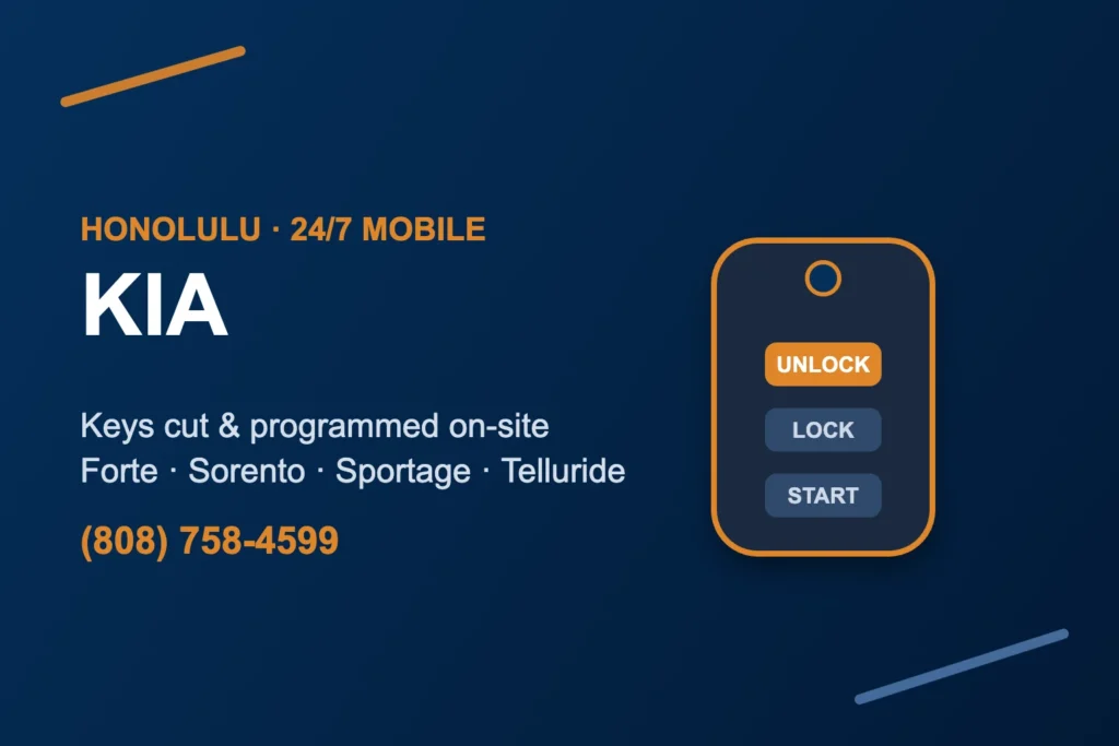 Kia key replacement and programming in Honolulu