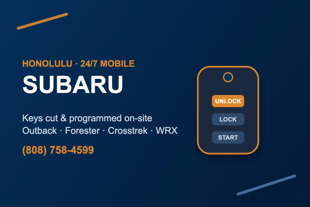 Subaru key replacement and programming in Honolulu